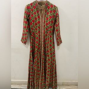 Boutique piece of long heavy embroidery dress with slit and a skirt in s size